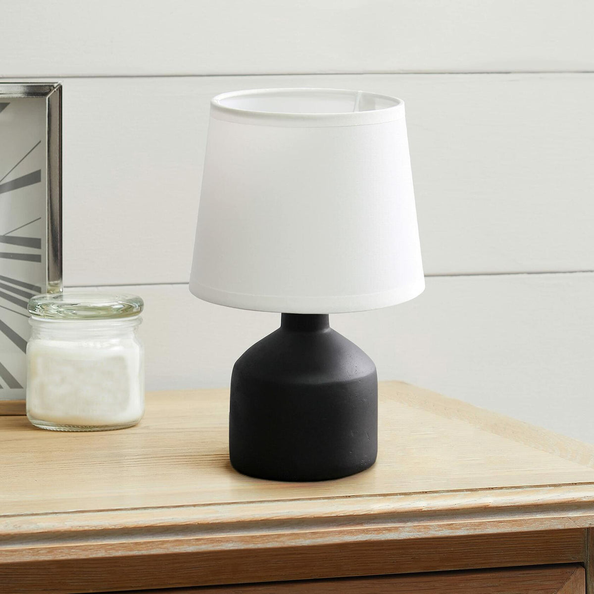 Simple Designs LT2080-BLK Mini Bocksbeutal Concrete Table Lamp Black