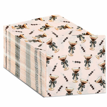 CHUNNIN Espresso Martini Napkins 50 PCS Brown Pink Disposable Paper Party