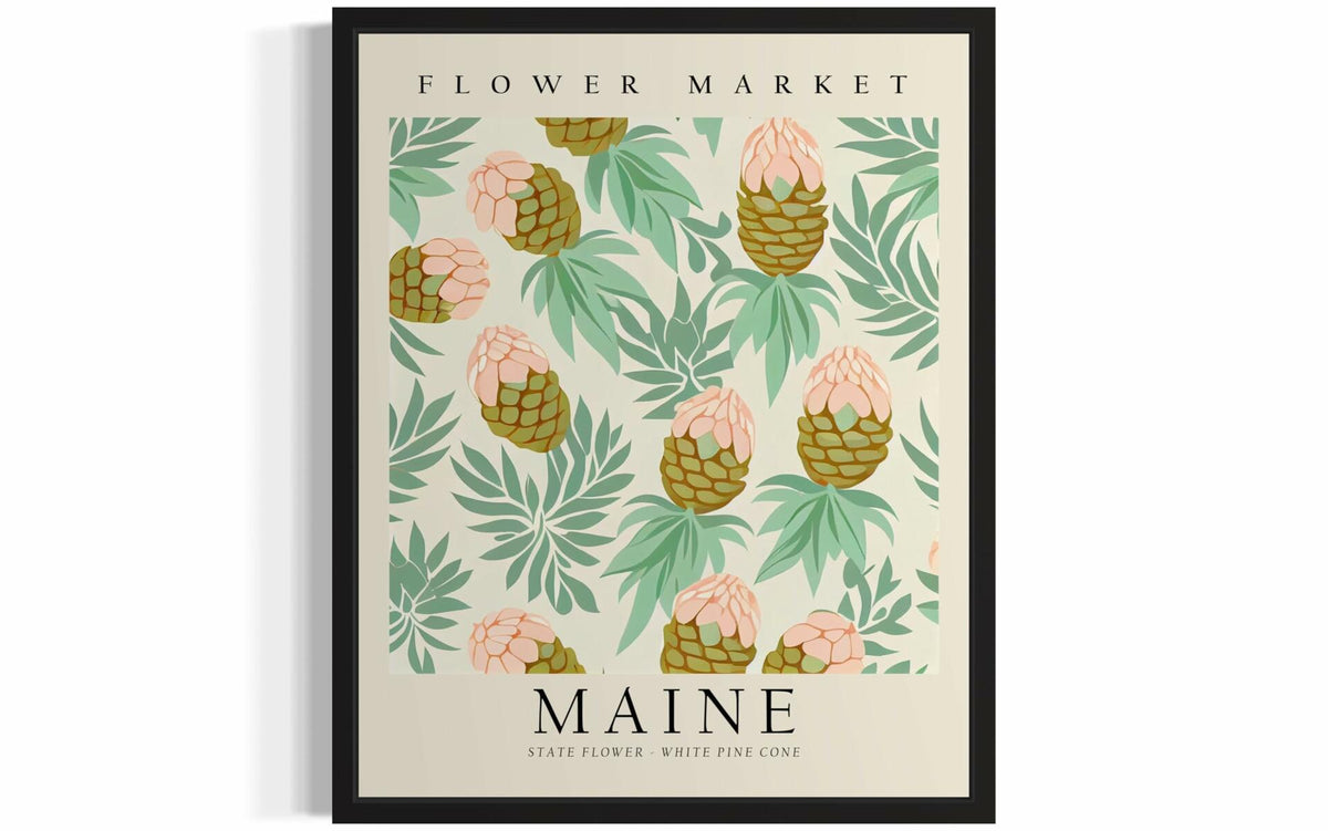 HomeArtPrint Maine Flower Market Botanical Floral Poster 8x10 Unframed
