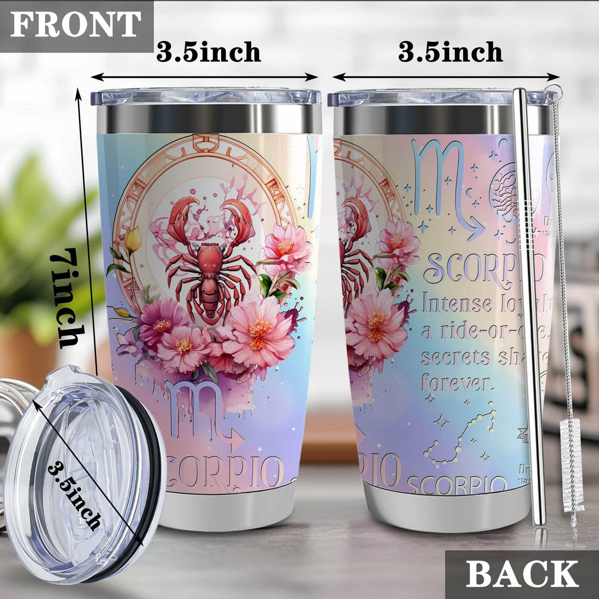 LLKJHGE Scorpio Zodiac 20oz Stainless Steel Insulated Tumbler with Lid