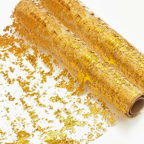 Deconovo Gold Sequin Table Runner 9FT 2PCS Polyester Kitchen Party Decor