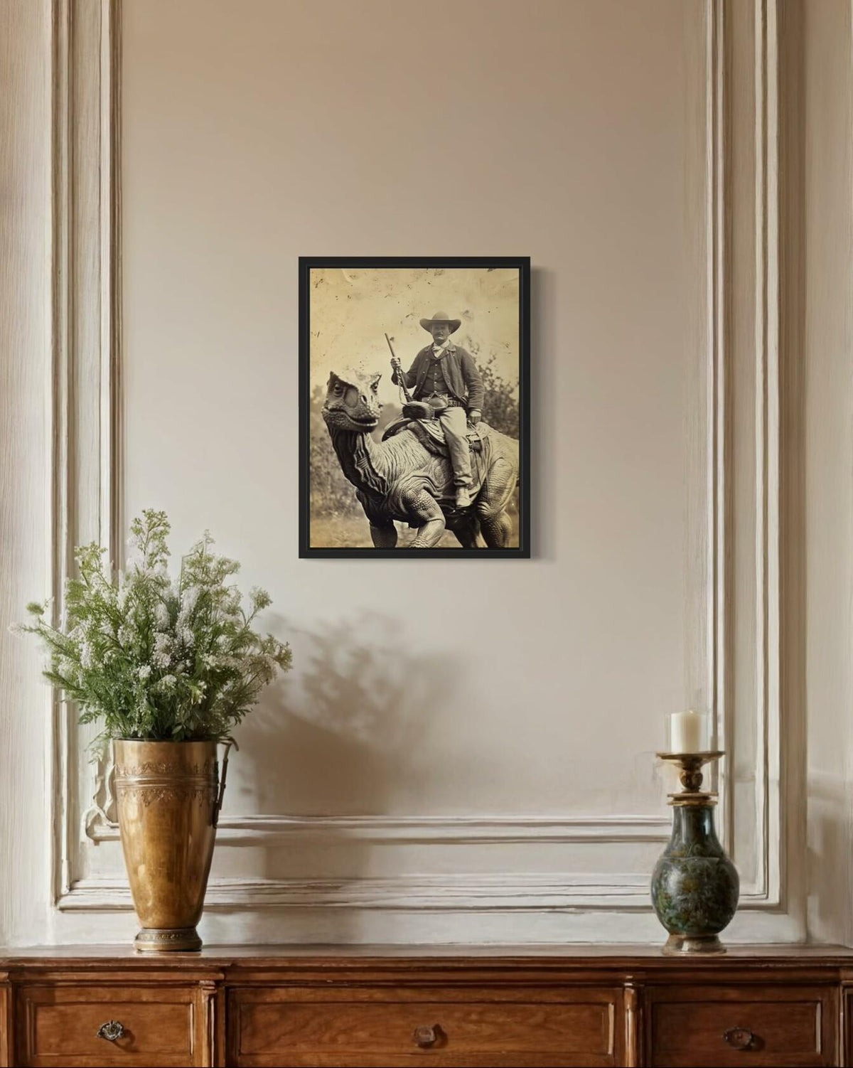 HomeArtPrint Dinosaur Cowboy Wall Art Poster Print 8x10 Inches Unframed