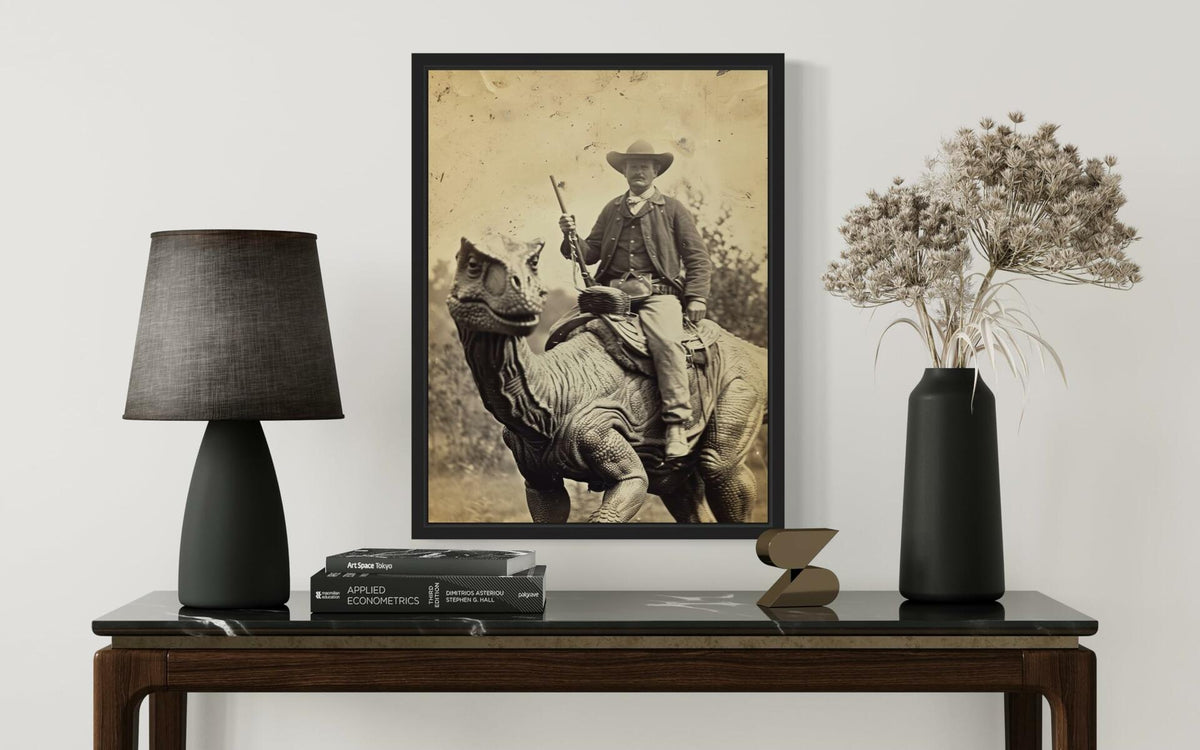 HomeArtPrint Dinosaur Cowboy Wall Art Poster Print 8x10 Inches Unframed