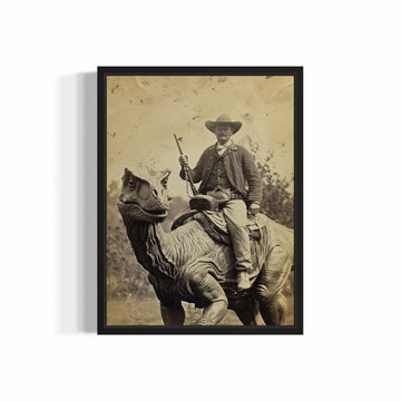 HomeArtPrint Dinosaur Cowboy Wall Art Poster Print 8x10 Inches Unframed