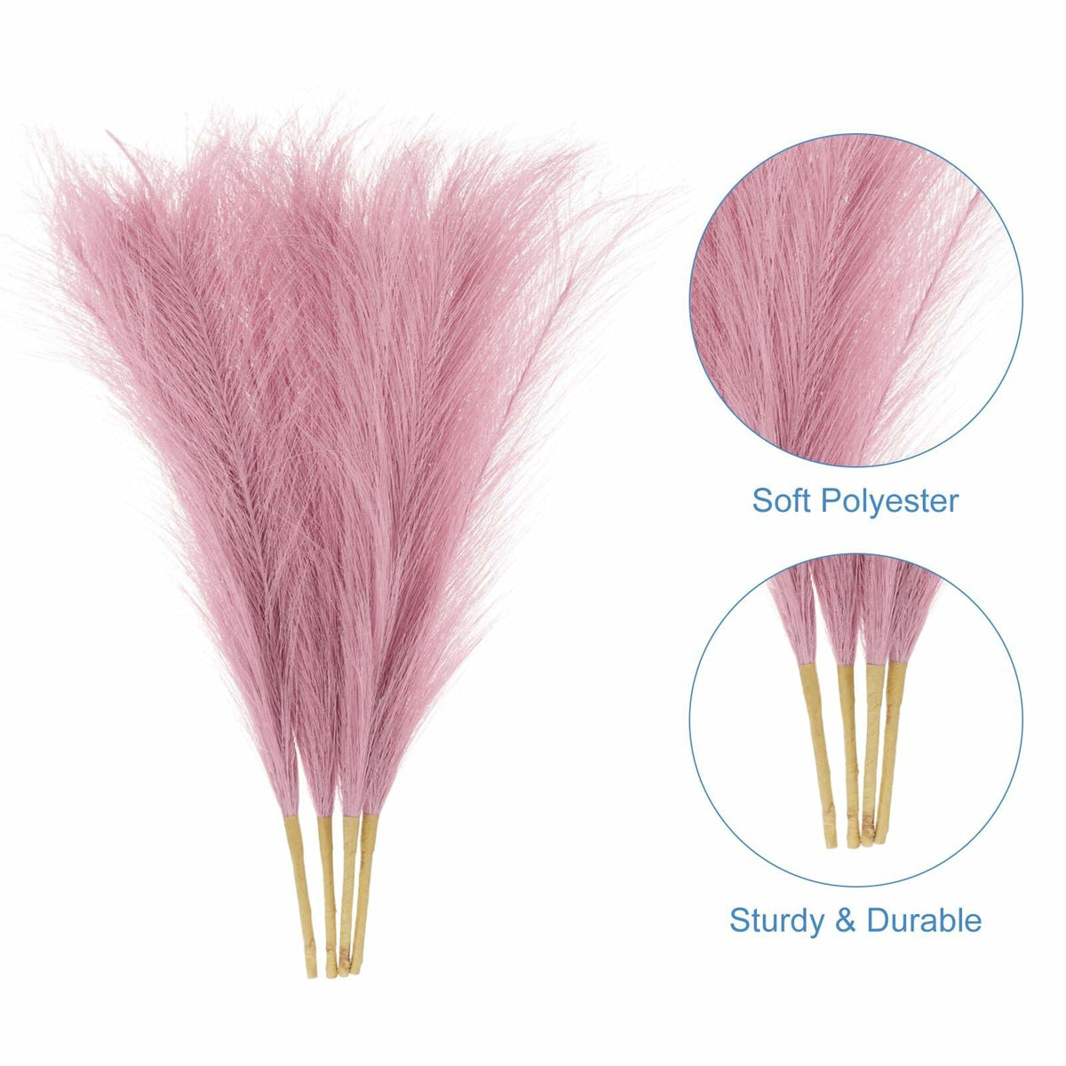 uxcell Faux Pampas Grass 17in 6 Stem 4pcs Red Brown Decor Wedding Home