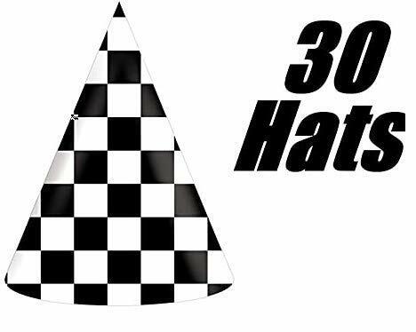 Race Car Party Supplies Set for 30 Kids Hats Bags Banners Swirls Backdrop