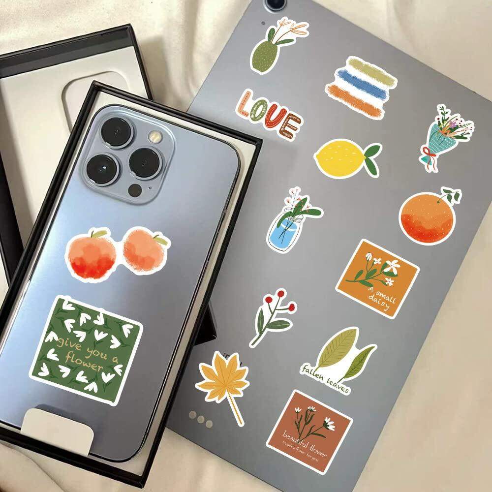 riduk 124Pcs Boho Floral Vinyl Waterproof Stickers for Journaling DIY Decor