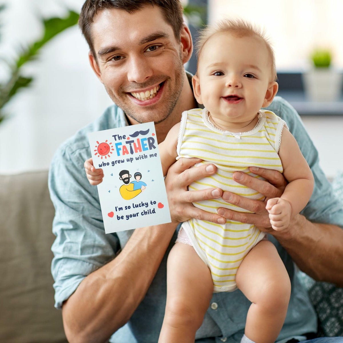 NQEUEPN New Dad 1st Birthday Card with Envelope Multicolor Father's Day Gift