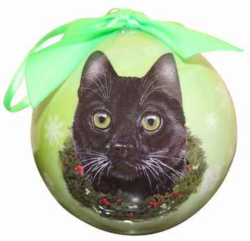 Black Cat Christmas Ornament Shatterproof Plastic Ball Holiday Decor