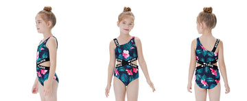 PATPAT Girls Tropical One Piece Swimsuit Bluegreen Size 12-13 Years