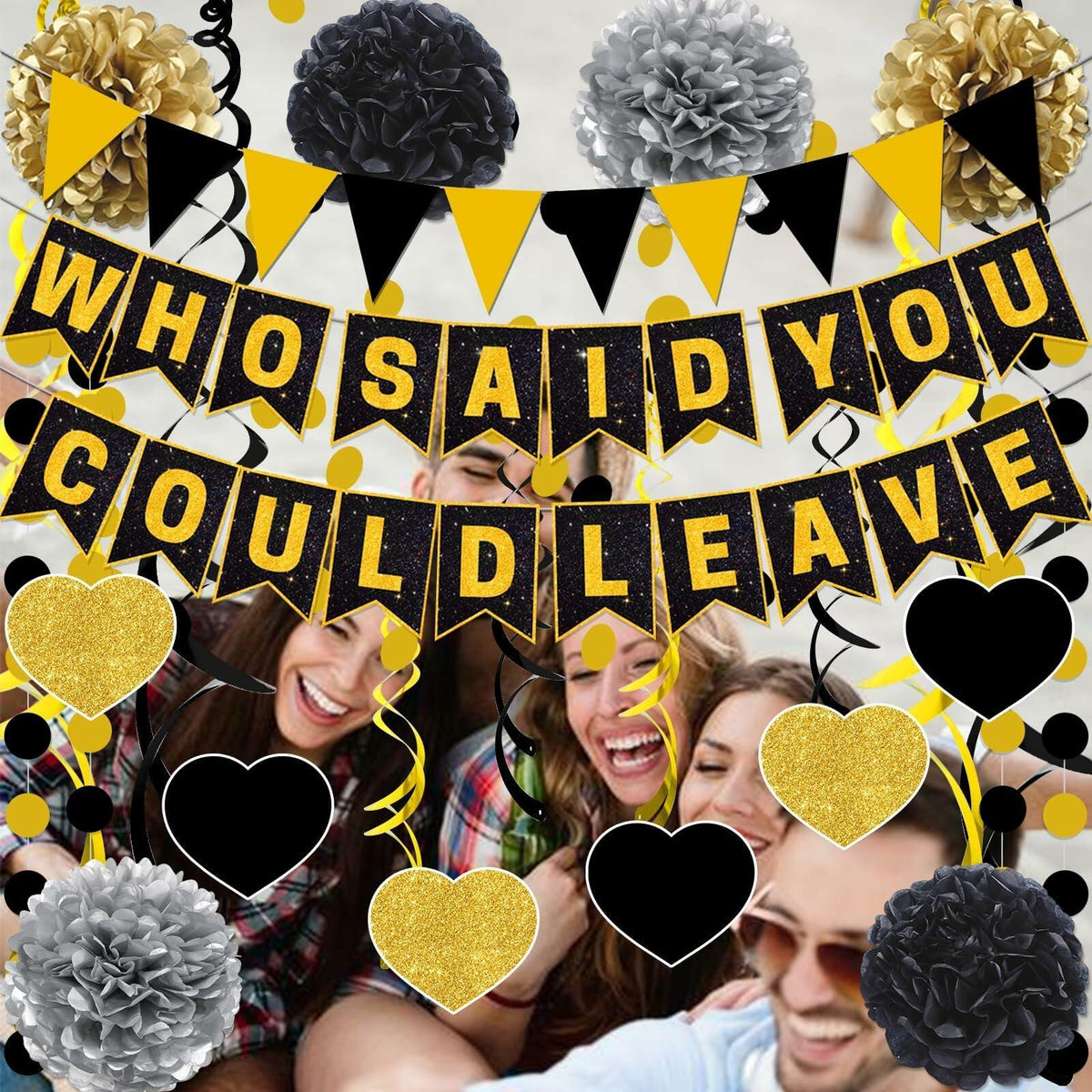 Yavxzvbw Retirement Party Decorations Glitter Gold Black Farewell