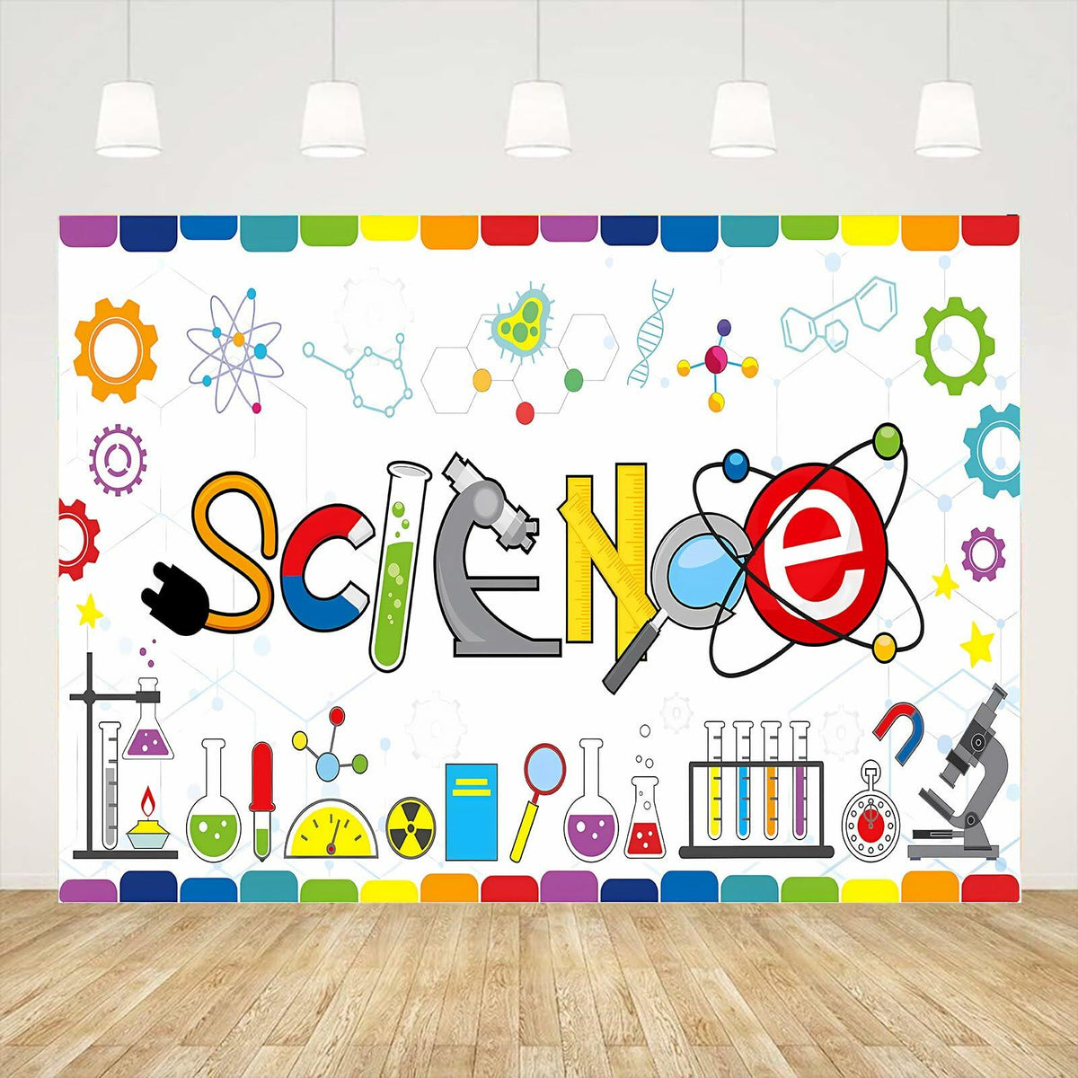 Generic Science Party Backdrop Chemical Themed Kids School Lab Blue 7x5 Ft