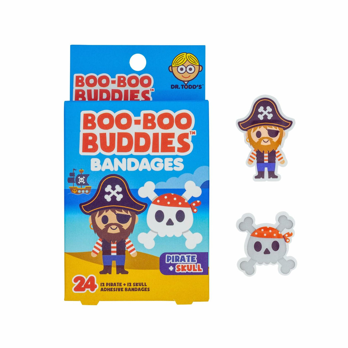 Boo Boo Buddies Kids Adhesive Bandages Pirate Skull Style 24 Count