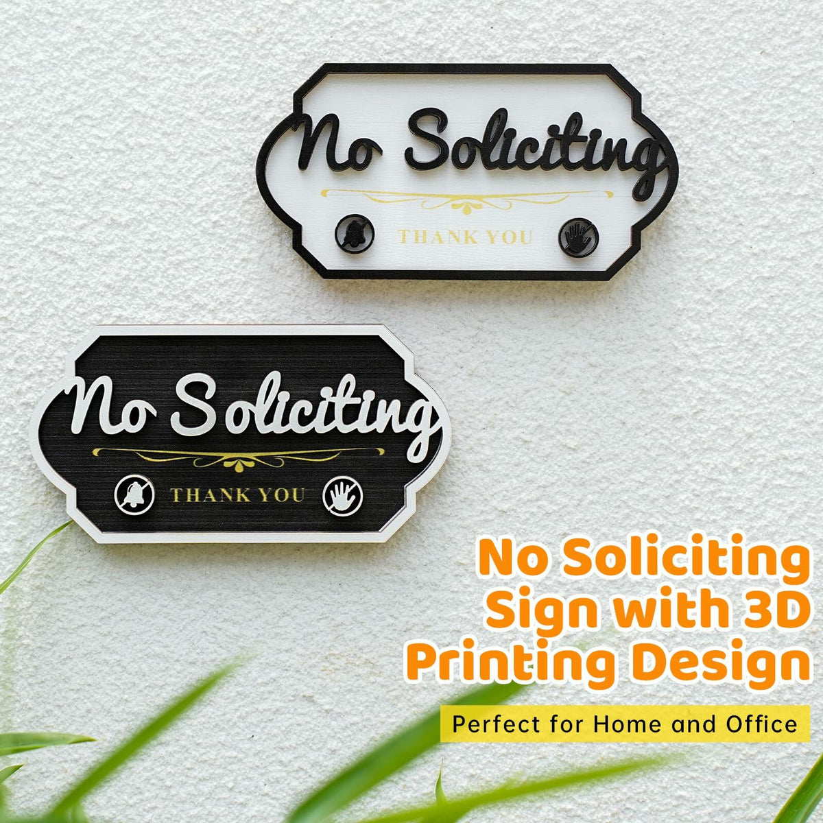 Aurastem No Soliciting Wooden Sign 2 Pcs Small Funny Home Business Decor