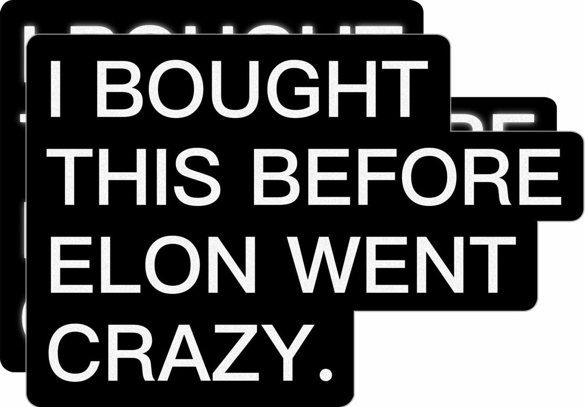 Tesla Bumper Sticker Anti Elon Musk 2 Pack 4x2.7in Black Reflective Vinyl