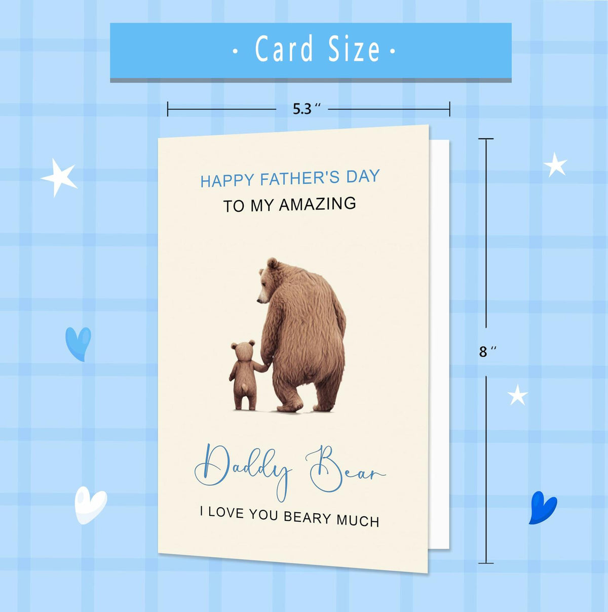 IDU Funny Fathers Day Card for Dad from Kids - Daddy Bear I Love You BEARY Much