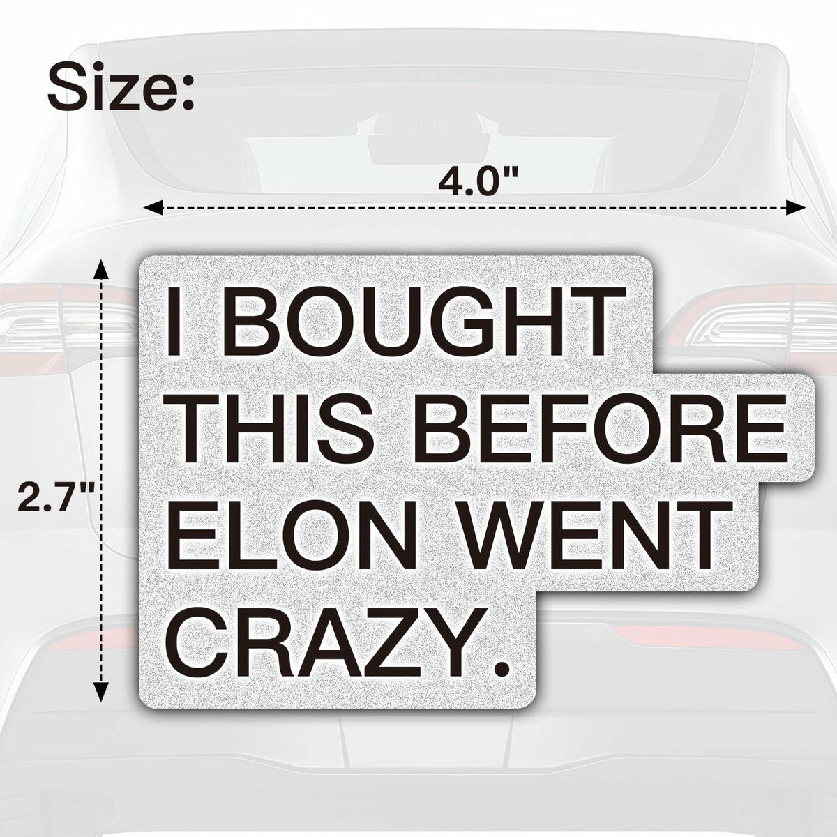 Tesla Anti Elon Musk Bumper Sticker 2 Pack 4x2.7in White Reflective Vinyl