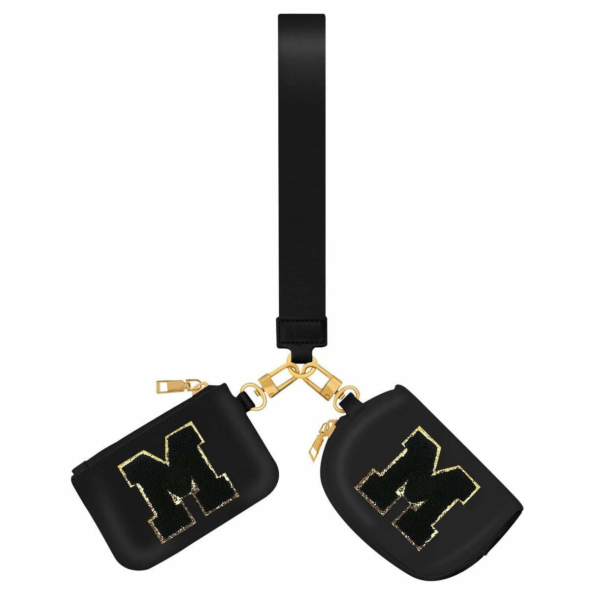 ARIKJ Initial Wristlet Wallet Dual Pouch Mini Coin Purse Black B