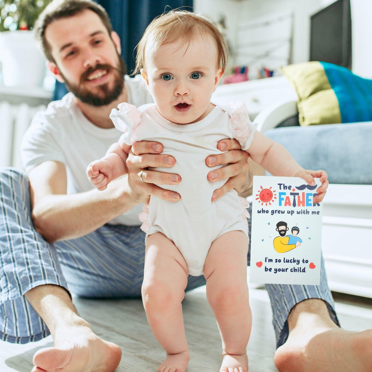 NQEUEPN New Dad 1st Birthday Card with Envelope Multicolor Father's Day Gift