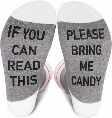 KGHYT Funny Socks If You Can Read This Bring Me Cake Red White Striped 2 Pairs