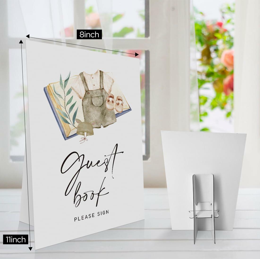 OXEDP Boho Baby Shower Guest Book Sign 8x11" w/ Stand Table Decor
