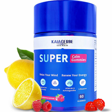 KAIAGERBE TOTAL HEALTH Magnesium Glycinate Gummies 100mg Ashwagandha 60 Ct