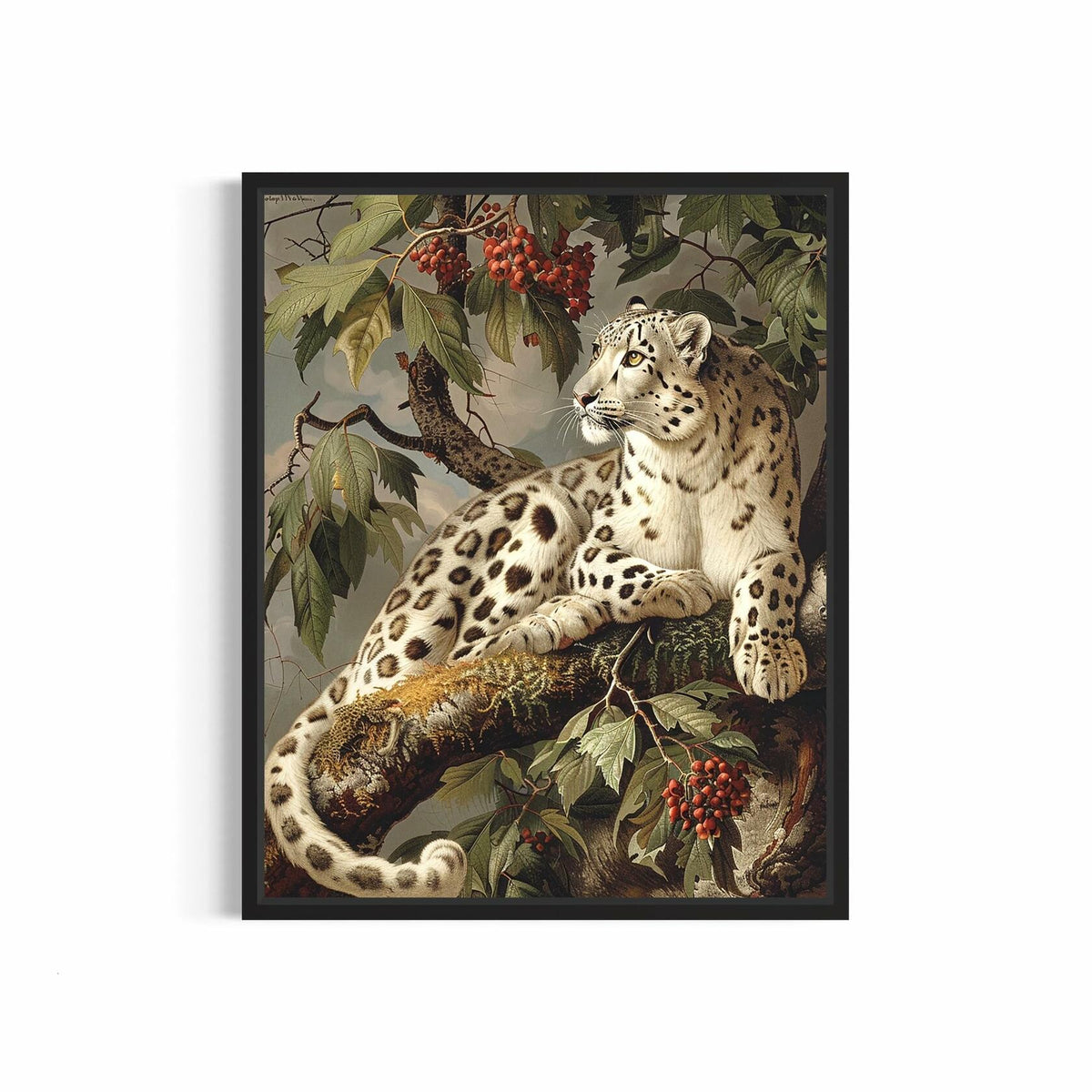 HomeArtPrint Snow Leopard Vintage Poster Art Print 8x10 inches Unframed