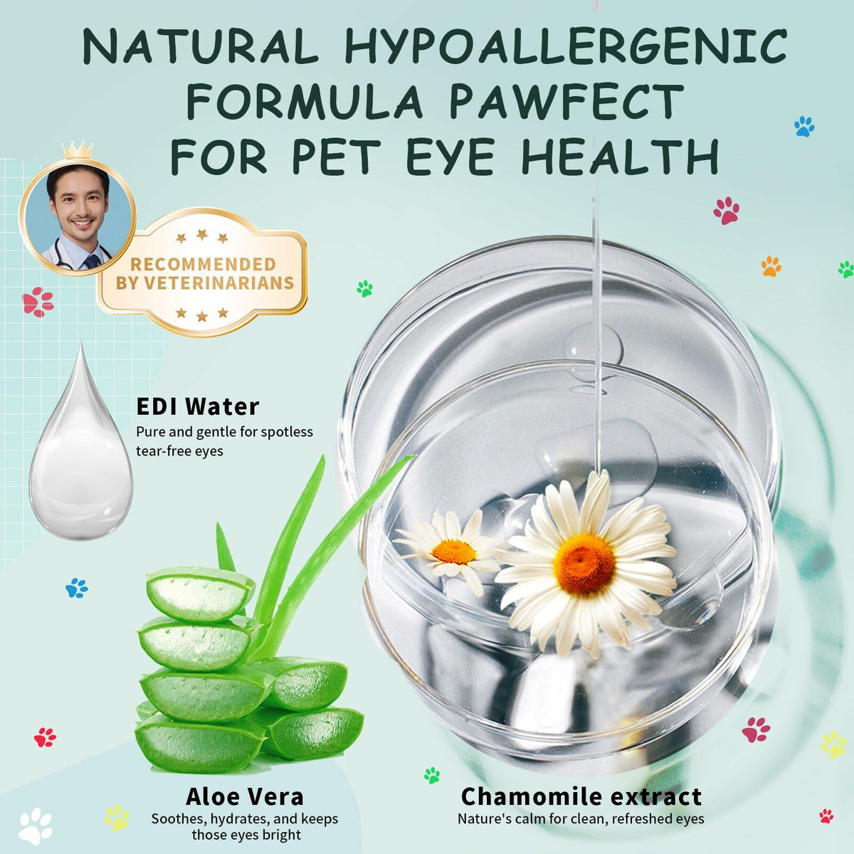 Furrtripsy Pet Eye Wipes Tear Stain Remover Chamomile Aloe Vera 100 Count