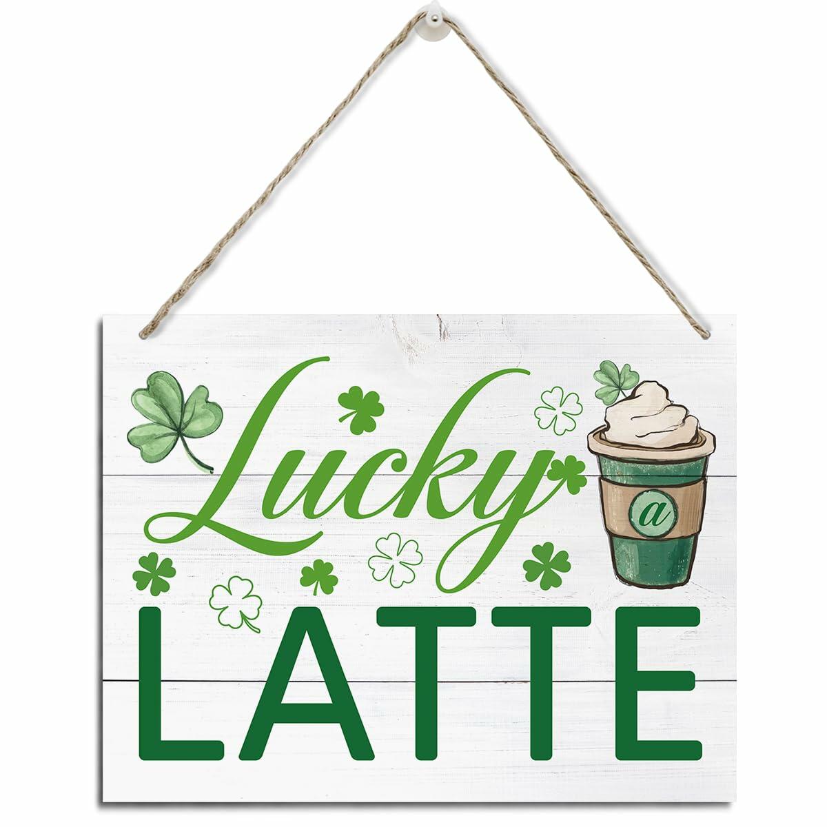 XQLSR St Patricks Day Coffee Wood Sign Irish Rustic Porch Decor