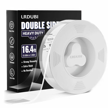 LRDUBI Heavy Duty Double Sided Tape 1.18" x 197" Clear Removable Adhesive