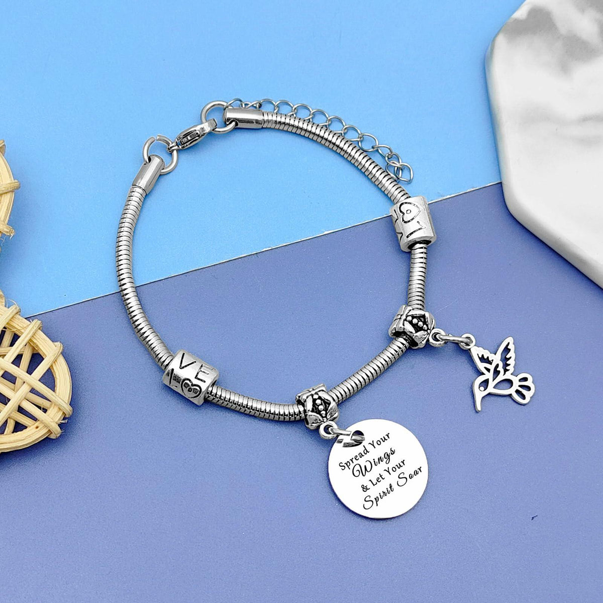 DlaeKua Silver Bracelet Hummingbird Jewelry Christmas Gift Women