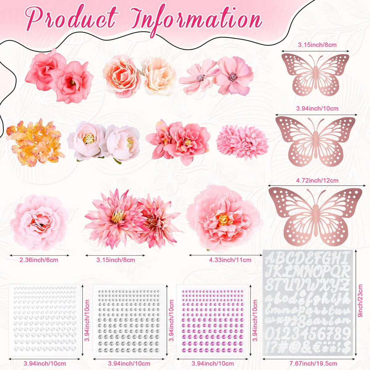 Kimkusia 2025 Graduation Cap Decorations Kit Pink Letters Flowers Topper