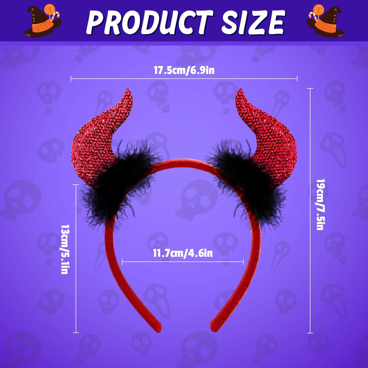 MDDRUIQI Halloween Devil Horns Headband Plus Size Women Red Green L