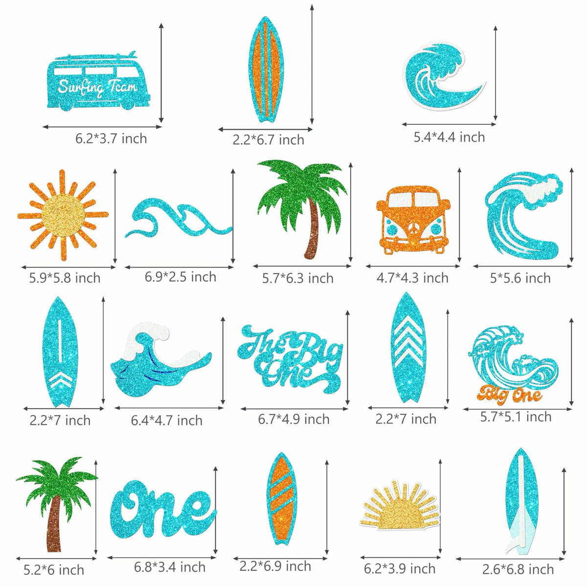 C L cooper life 18pcs Blue Glitter Surfing Centerpiece Sticks Foil Decor