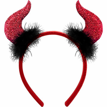 MDDRUIQI Halloween Devil Horns Headband Plus Size Women Red Green L
