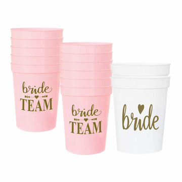 LADY&HOME 15 Pack 16oz Plastic Party Cups White Reusable Durable