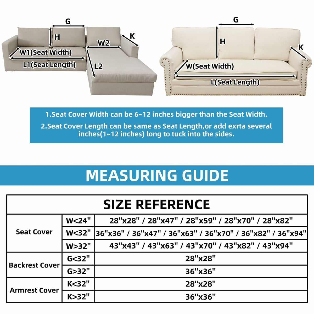 MELLYKORAN Sherpa Fleece Sectional Sofa Cover Non Slip Gray 28x70