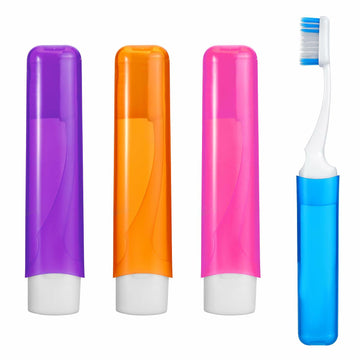 Piriuuo Travel Toothbrush Set 4 Pcs Foldable Soft Bristles 4 Colors