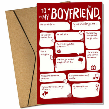 Pawzity Valentines Day Card for Boyfriend 5.3x8in Single Folded Envelope Him 09
