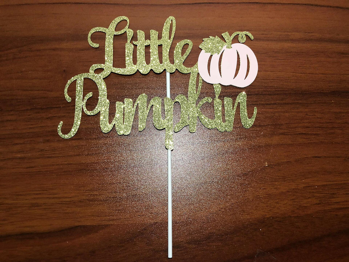 LeeSky Little Pumpkin Gold Pink Paper Cake Topper Baby Shower 1st Birthday