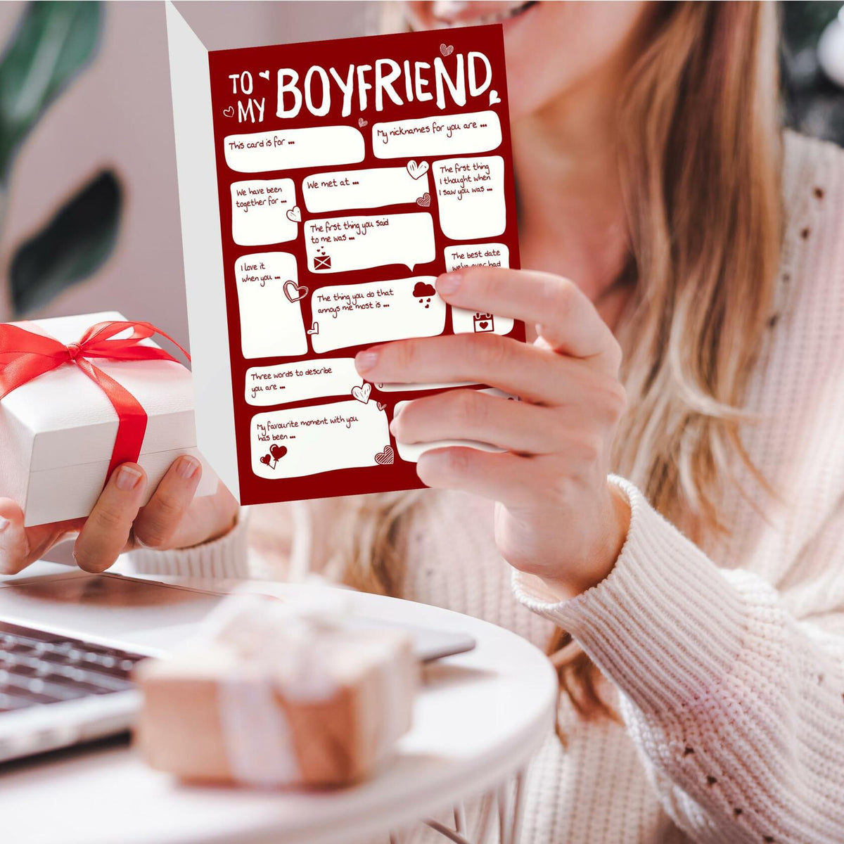 Pawzity Valentines Day Card for Boyfriend 5.3x8in Single Folded Envelope Him 09