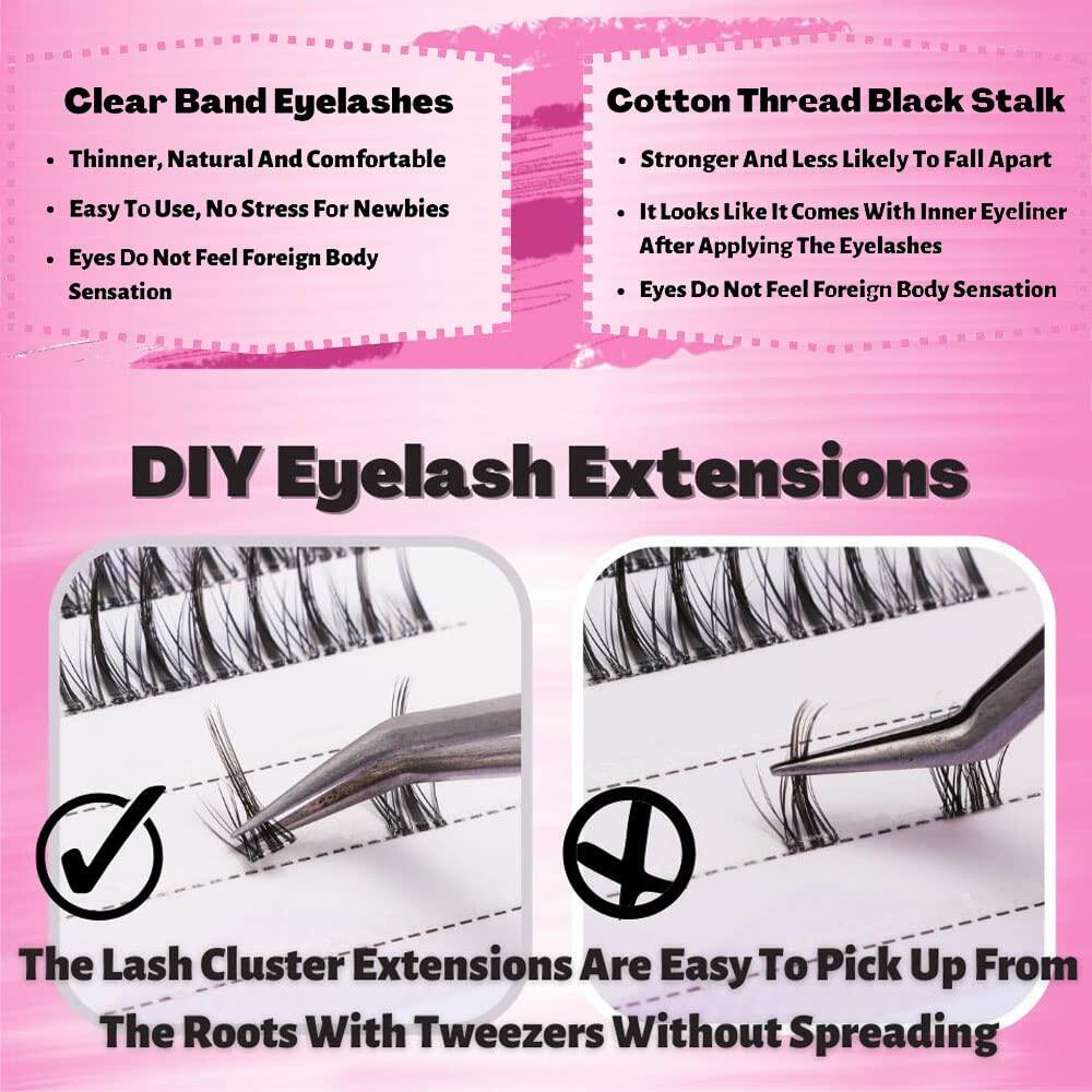 HAOLINS DIY Lash Extension Kit 54pcs C Curl 9-12mm Natural Volume Black