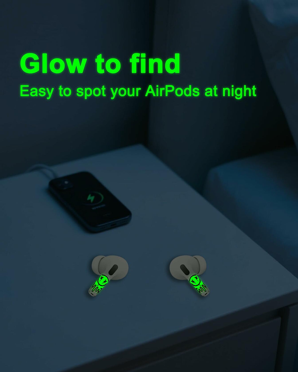 ROCKMAX Luminous AirPods Skins 2nd Gen Skull 237 Glow Sticker Wraps