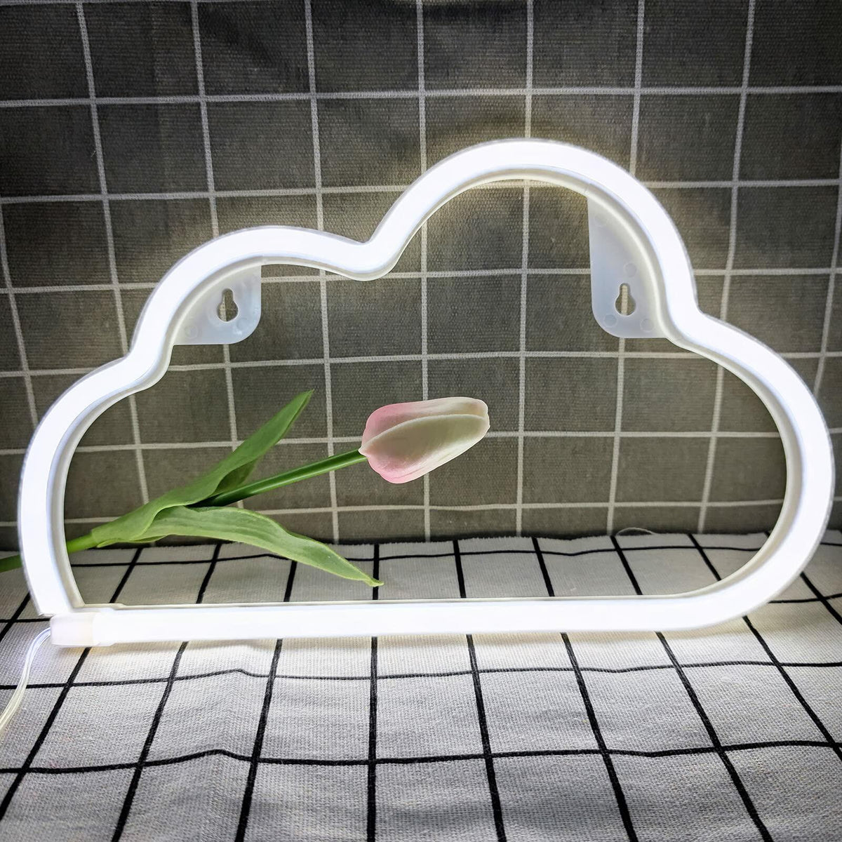 [Like New] BerniceKelly Cloud Neon Signs LED Wall Decor Battery USB Powered White