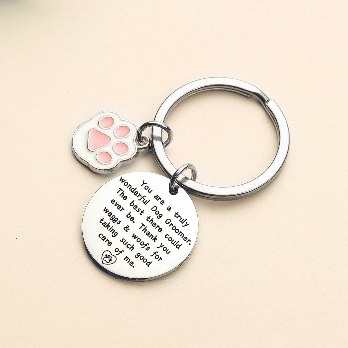 ZNOSVEI Dog Groomer Keychain Thank You Gift Stainless Steel Standard