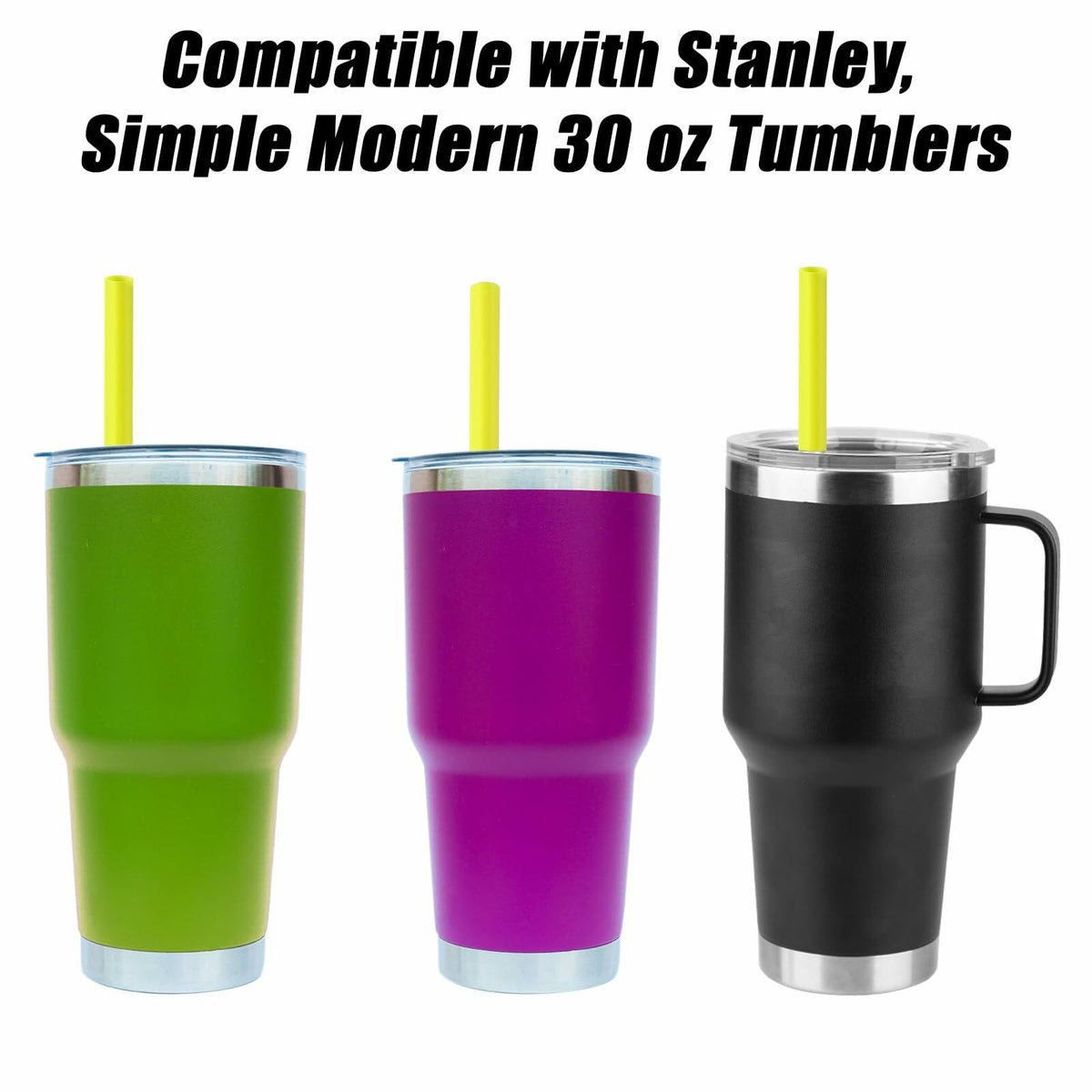 PEUTIER 6pcs Reusable Replacement Straws for Yeti Rambler 25/26/35oz Yellow