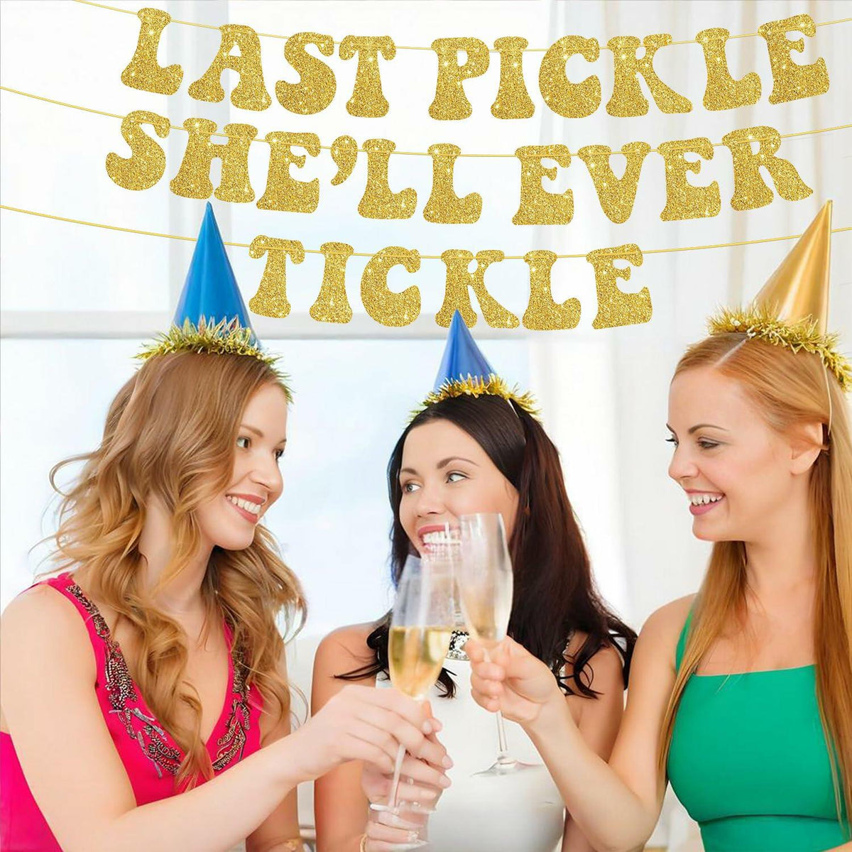 Zhoeybubi Last Pickle She'll Ever Tickle Banner Gold Glitter 6 Ft
