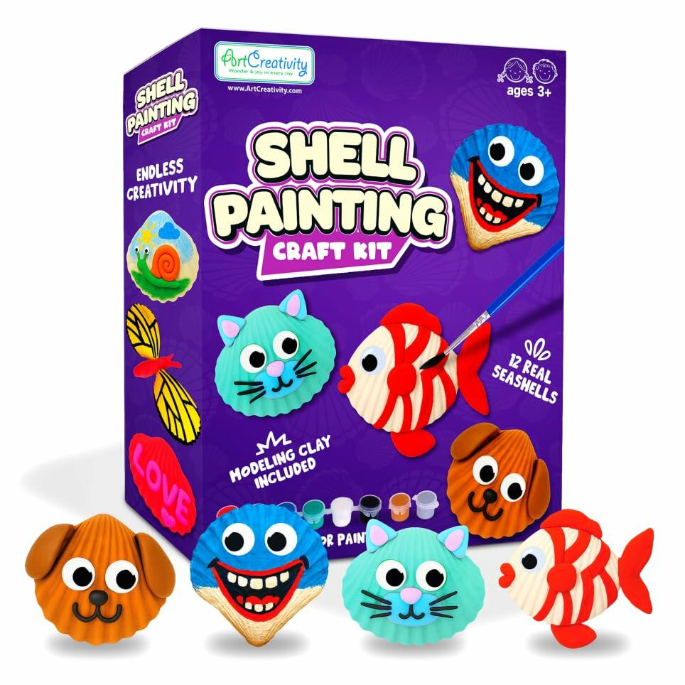 ArtCreativity Shell Painting Kit Kids Craft Supplies Creative Fun Ages 3+