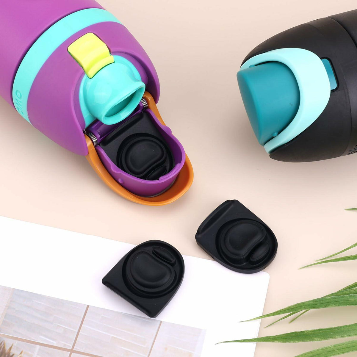 PEUTIER 3pcs Black Stopper for Owala FreeSip Bottle Lid Seal Silicone Plug