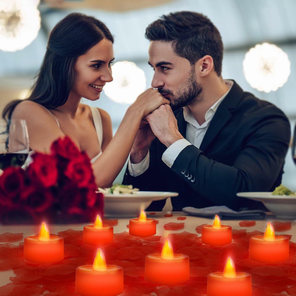 [Like New] LSVGSAK Romantic LED Candle Lights & 1000pcs Red Rose Petals Set